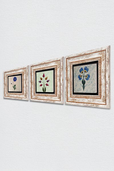 Pinecone Marbling Art, Tulip Stone Wall Painting Πλαίσιο Διακόσμηση τοίχου 3 τεμαχίων Σετ ζωγραφικής Wall Art Tk3-23