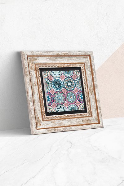 Pinecone Model etnic Pictură pe perete cu piatră Decor de perete înrămat Artă de perete Tk1-377