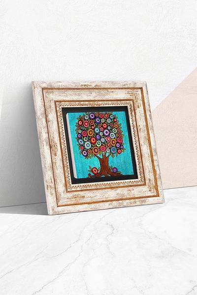 Pinecone Karla Gerard Arborele Vieții Pictură pe perete de piatră cu rame Decor de perete Artă de perete Tk1-11