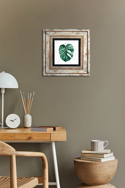 Pinecone Pictură pe perete cu frunze de piatră, decor de perete înrămat, artă de perete Tk1-195