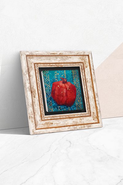 Pinecone Pictură de perete cu piatră de rodie Decorație de perete înrămată Tk1-02