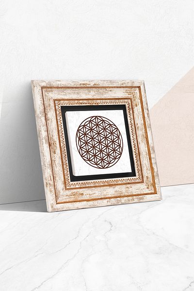 Pinecone Floarea vieții Pictură pe perete cu piatră Decorație de perete înrămată Tk1-176