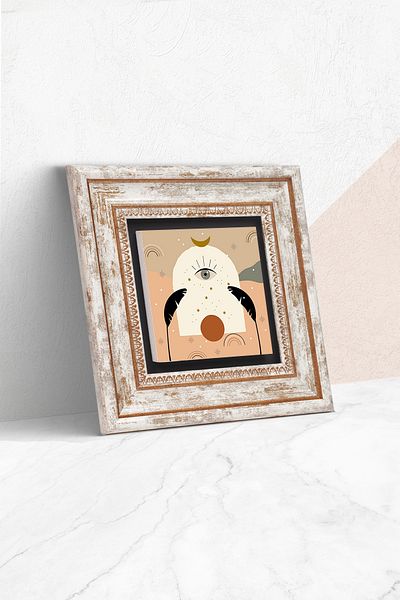 Pinecone Pictură de perete cu piatră boemă Decorație de perete înrămată Tk1-325