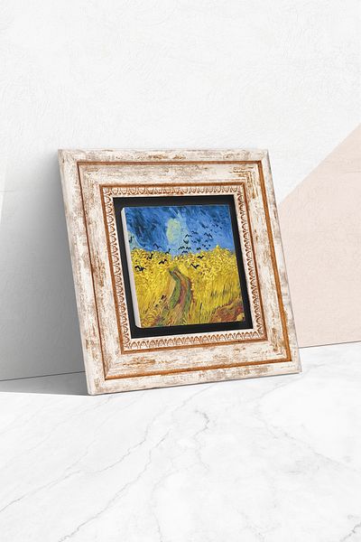 Pinecone Van Gogh Câmpul de grâu și corzi Pictură pe perete de piatră cu rame Decor de perete Artă de perete