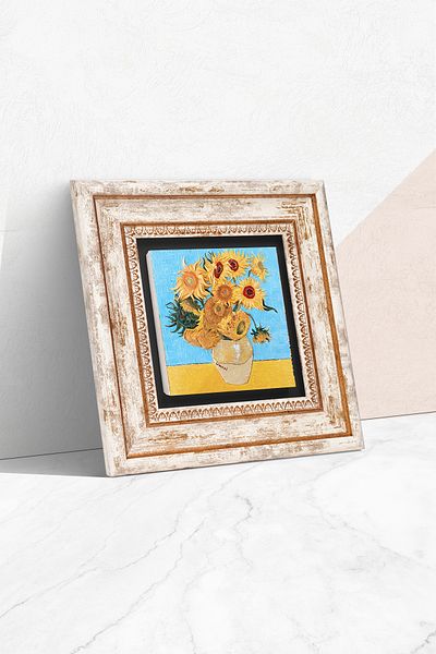 Pinecone Βαν Γκογκ Δώδεκα ηλιόλουλου βάζο Πέτρινος πίνακας τοίχου Διακόσμηση τοίχου με κορνίζα