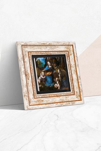 Pinecone Leonardo Da Vinci The Virgin Of The Rocks Pictură pe perete din piatră cu rame Decor de perete Artă de perete