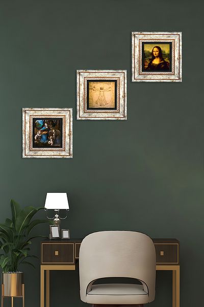 Pinecone Da Vinci The Rocks Virgin, Mona Lisa, Vitruvian Man Πέτρινος τοίχος Ζωγραφική Διακόσμηση τοίχου με κορνίζα