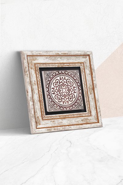 Pinecone Model etnic Pictură pe perete cu piatră Decorație de perete înrămată Tk1-383