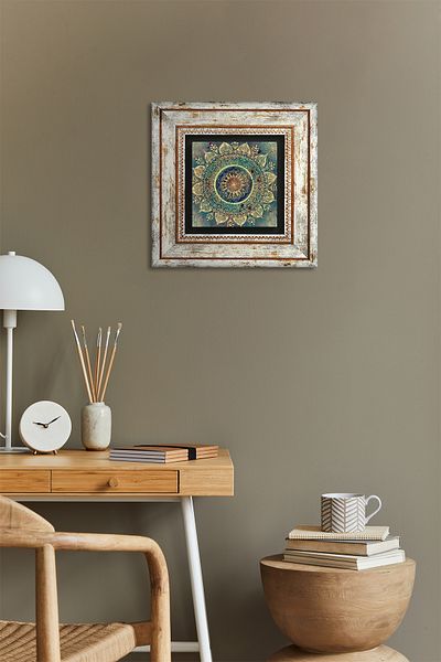Pinecone Pictură de perete cu piatră Mandala Decor de perete înrămat Artă de perete Tk1-231