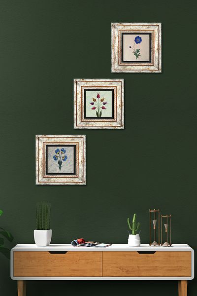 Pinecone Marbling Art, Tulip Stone Wall Painting Πλαίσιο Διακόσμηση τοίχου 3 τεμαχίων Σετ ζωγραφικής Wall Art Tk3-23