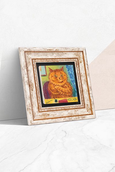 Pinecone Louis Wain Cats Πέτρινη Ζωγραφική Τοίχων Διακόσμηση Τοίχου με κορνίζα Wall Art Tk1-316
