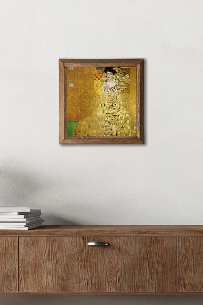 Pinecone Gustav Klimt Portrait of Adele Bloch-Bauer Stone Wall Painting with Wooden Frame Wall Decor Wall Art