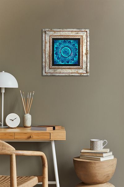 Pinecone Pictură de perete cu piatră Mandala Decor de perete înrămat Artă de perete Tk1-227
