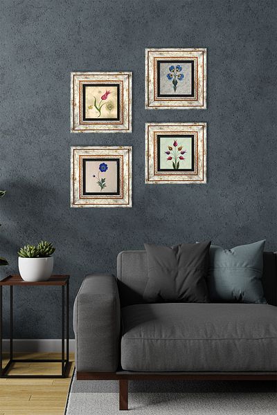 Pinecone Marbling Art, Tulip Stone Wall Painting Πλαίσιο Διακόσμηση τοίχου 4 τεμαχίων Σετ ζωγραφικής Wall Art Tk4-21