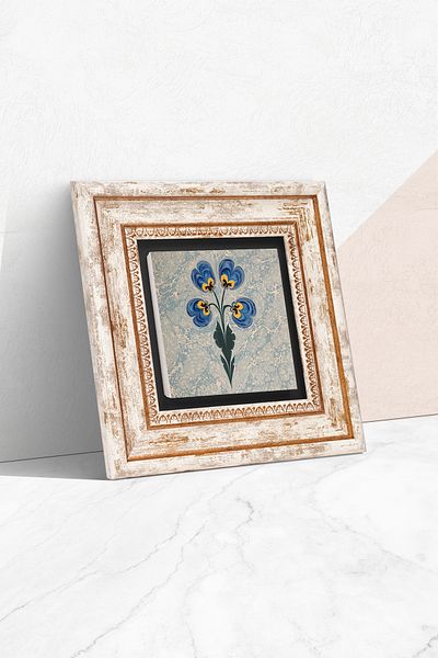 Pinecone Ebru Art Stone Ζωγραφική Τοίχων Κορνίζα Διακόσμηση Τοίχου Wall Art Tk1-137