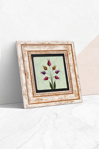Pinecone Tulip Marbling Art Πέτρινη Ζωγραφική Τοίχων Κορνίζα Διακόσμηση Τοίχων Wall Art Tk1-135