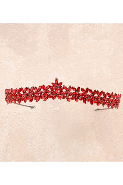 Hayalperest boncuk Coroana de noapte Henna de mireasa cu model de flori din piatra de cristal Coroana rosie pentru ocazii speciale