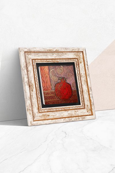 Pinecone Pictură de perete cu piatră de rodie Decorație de perete înrămată Tk1-49