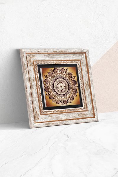 Pinecone Mandala Stone Wall Painting Πλαίσιο Διακόσμηση τοίχου Wall Art Tk1-228