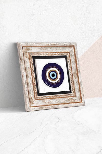 Pinecone Evil Eye Stone Wall Painting Framed Wall Decor Wall Art Tk1-346