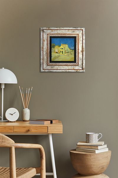 Pinecone Van Gogh Yellow House Stone Wall Painting Framed Wall Decor Wall Art