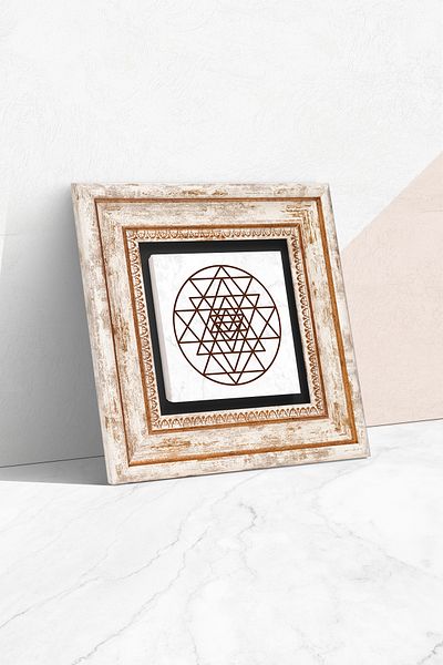 Pinecone Sri Yantra Stone Wall Painting Decor de perete înrămat Artă de perete Tk1-175
