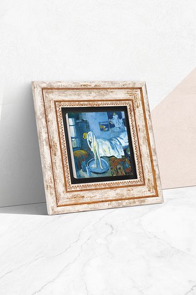 Pinecone Picasso Blue Room Stone Wall Painting Framed Wall Decor Wall Art
