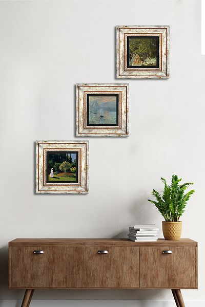 Pinecone Monet Lunch at the Cider, Woman in the Garden, Sunrise Stone Wall Painting Framed Wall Decor