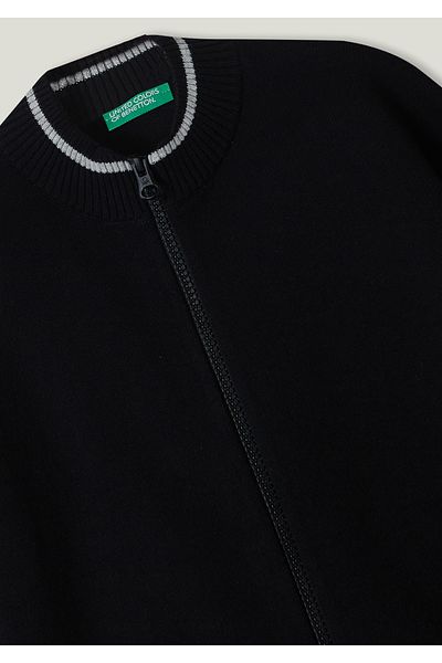 United Colors of Benetton Черен кардиган с райета за момче