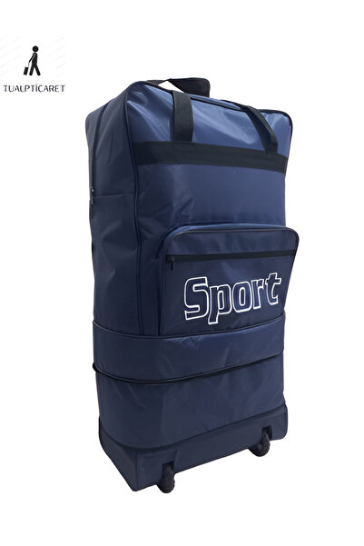 tualpticaret lacivert Genişleyebilir Seyahat Çantası çeyiz 5 Tekerlekli Bez Büyük Boy Valiz Körüklü 75x45x25cm