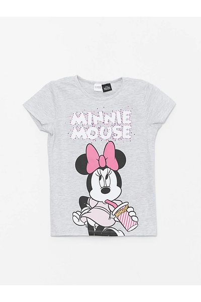 LC Waikiki LCW Kids Pyjama-Set für Mädchen mit Rundhalsausschnitt und Minnie-Maus-Aufdruck, kurzärmlig