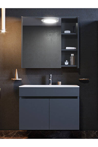 ERTEKPA Galata Banyo Dolabı Takımı 75 Cm Antrasit