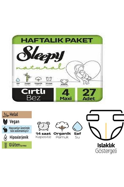 Sleepy natural jumbo baby diaper no:4 27 pcs maxi 7-14 KG (8681212064619)
