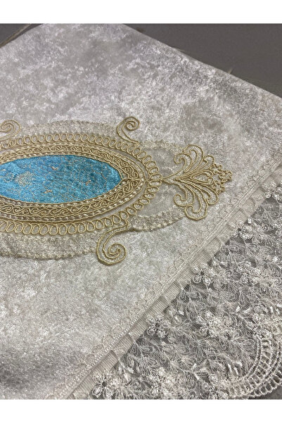 Çt Çeyizci Tekstil Kadife Özel Tasarım Bohça Kadife Nişan Bohçası Mavi Detaylı Nişan Bohçası Dantelli