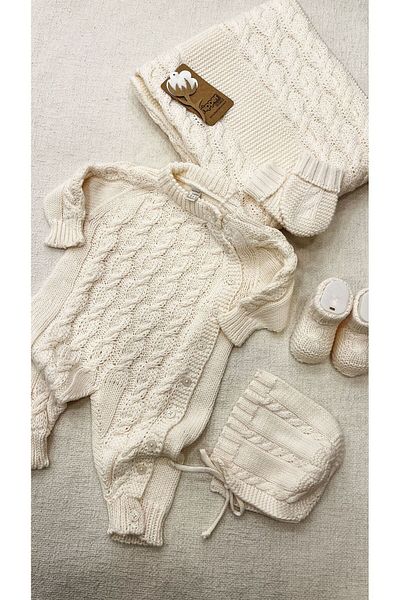 Nipperland Nipperlan Baby Girl and Boy Knitwear Hospital Exit 0-3 months Knitwear Dress Set