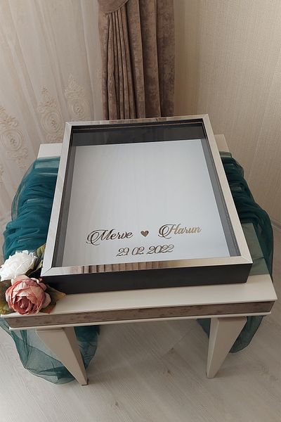 Verda Çerçeve 40x50 Cm Black-silver Deep LED Free Rose Memory Frame!Rose Box