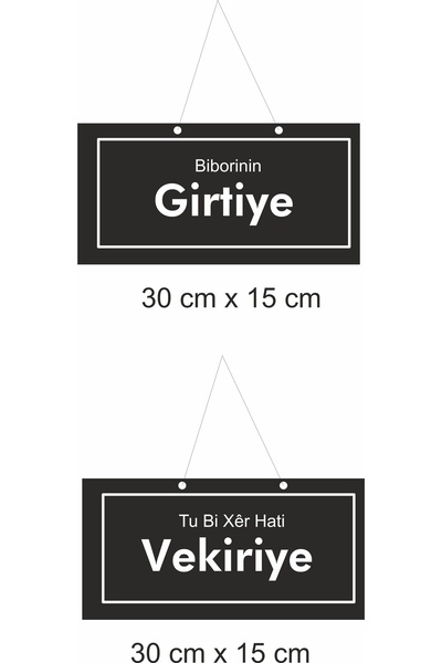 Eser Reklam Açık Kapalı vekiri Çift Yön Kapı Tabelası Kürtçe