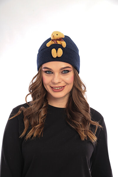 MAMAYAGA Жіноча унісекс спортивна шапка з ведмедиком, стильний дизайн, зимова подарункова шапка