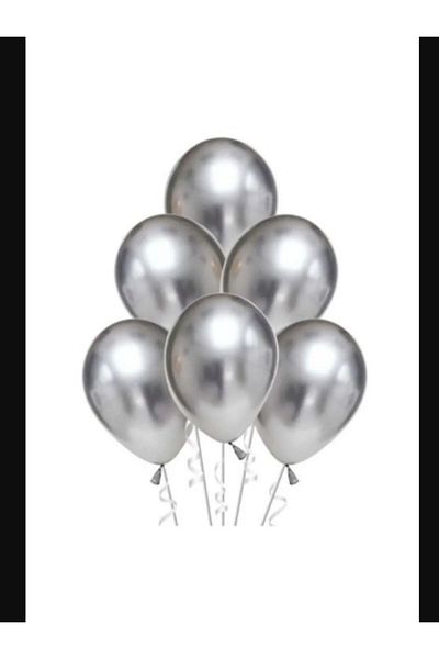 PartAntalya Metallic Silver Balloon 15 Pieces 12 Inch Latex Balloon
