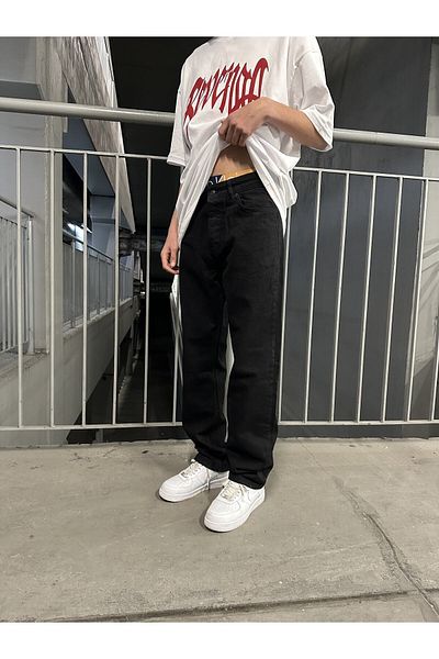 Z1MAN Straight Black Baggy Pants