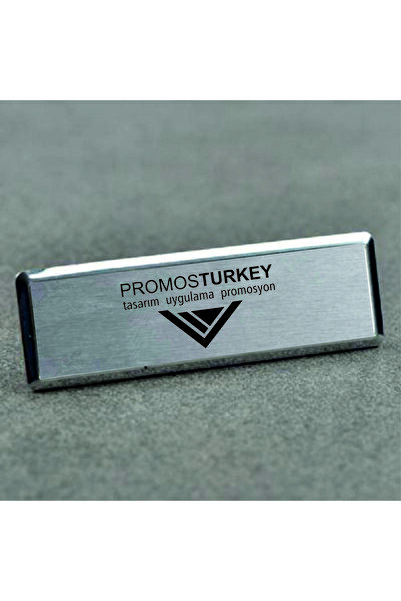 PROMOSTURKEY Düz Metal Gümüş Yaka Isimliği 5 Li Set