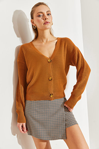 Bianco Lucci Women's Knitwear Cardigan - Buttoned Design