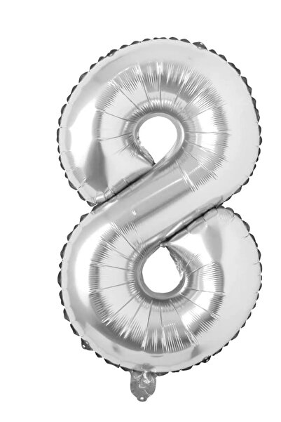 Party Fantasy بالون فويل 8 أرقام 100 سم فضي رمادي مقاس كبير 40 بوصة بالون فوي...