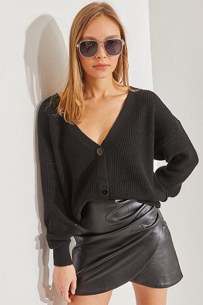 Bianco Lucci Women's Knitwear Cardigan - Buttoned Design