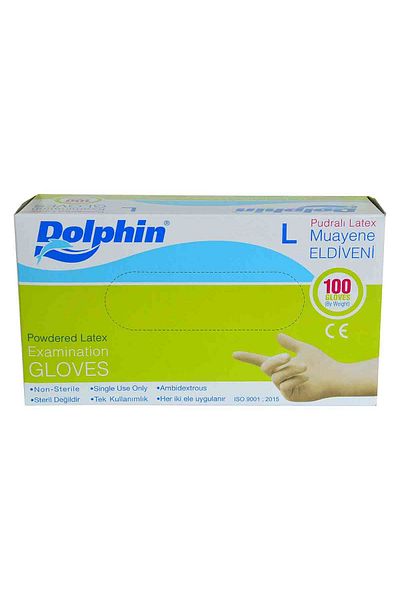 LokmanAVM Dolphin Powdered White Latex Gloves Large Size (L) Pack of 100