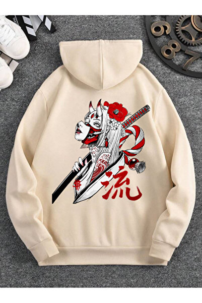 donamod Unisex velika ženska majica sa kapuljačom u japanskom stilu sa mačem