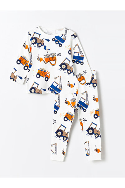 LC Waikiki Sada chlapeckého pyžama s potiskem s dlouhým rukávem, 2dílná