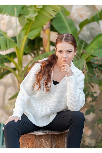 VerdeBlanco Pulover de bază oversize cu guler cămașă