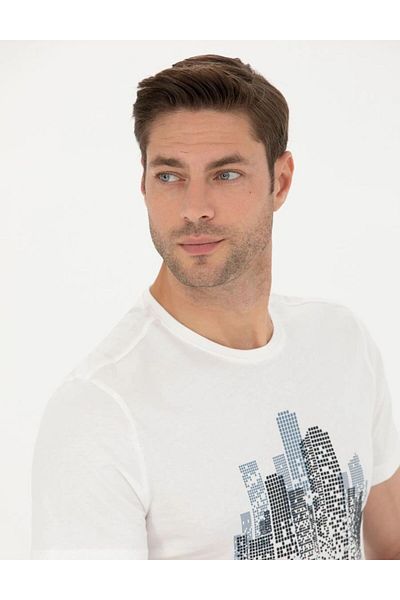 Pierre Cardin Μπλουζάκι Egebutik Ecru Slim Fit