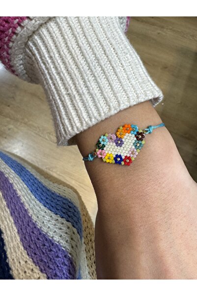 Afrika Butik Çiçek Motifli Kalp Miyuki Bileklik